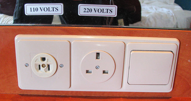 Electrical Outlets in the Stateroom on Norwegian Dawn. One 110 Volts Outlet and one 220 Volts Outlet. 